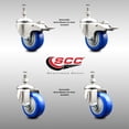 thumbnail image 2 of 3.5 Inch 316SS Blue Polyurethane 10mm Threaded Stem Caster Set 2 Lock Brake, 2 of 2