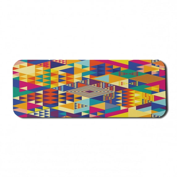 Colorful Computer Mouse Pad, Random Triangles Vibrant Composition Geometrical Modern Design, Rectangle Non-Slip Rubber Mousepad Large, 31" x 12" Gaming Size, Multicolor, by Ambesonne