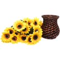 thumbnail image 3 of Artificial Silk Sunflower with Rattan Vase Daisy Arrangement, 6 Bunches, 42 Flowers & Stems, Sunflower Bouquet, Handmade Willow, Fake Flowers in Vase for Home Decor, 3 of 5
