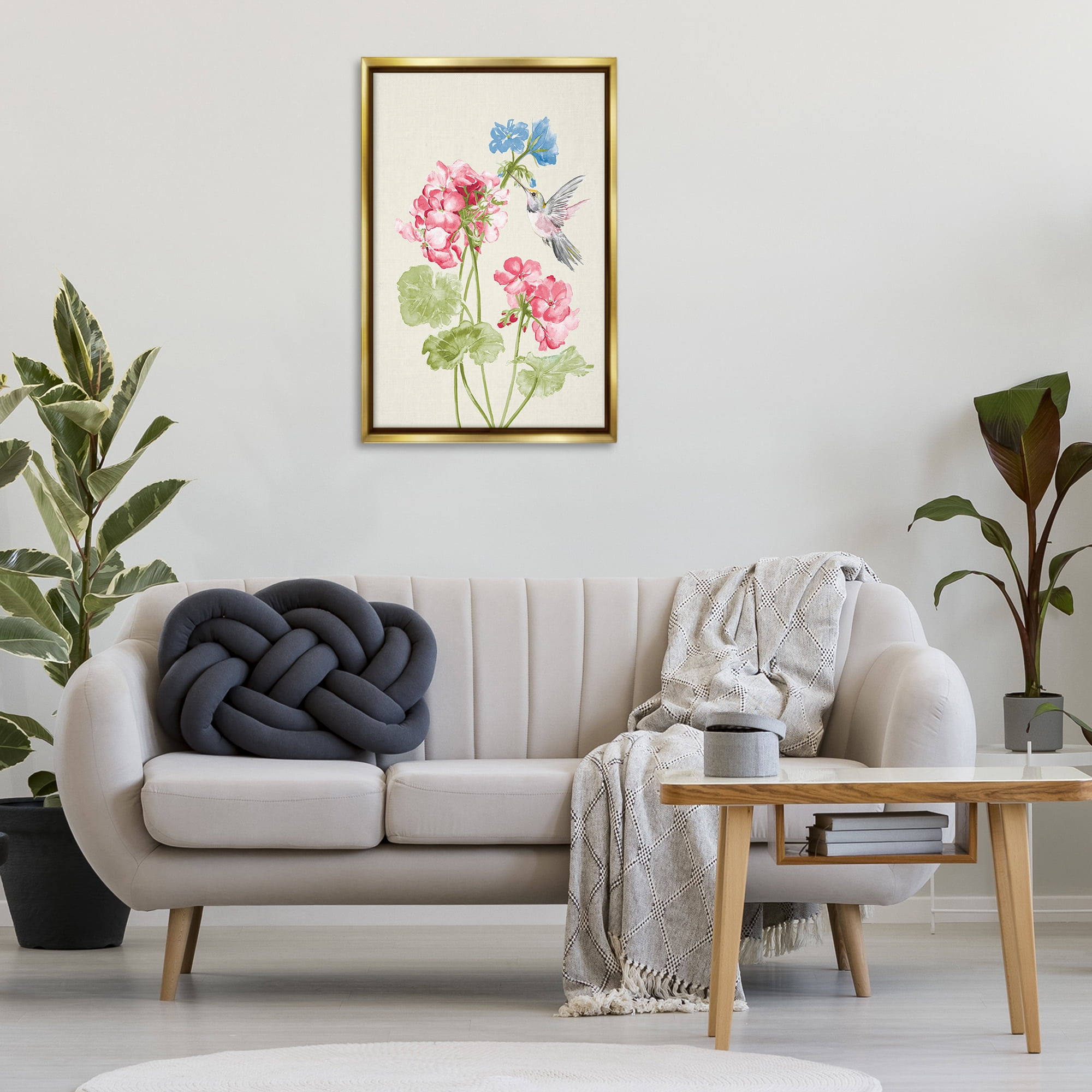 Stupell Industries Geraniums In Bloom Botanical & Floral Painting Gold Floater Framed Art Print Wall Art, 21 x 31