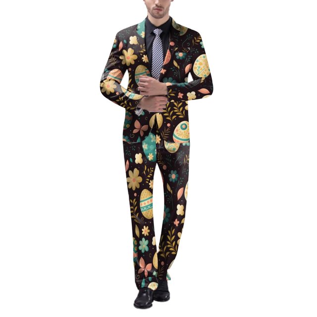 JHLZHS Rave Outfits for Men Neon Green Mens Easter 3D Digital Printed Suit Set Light Business Suit Jacket Suit Suit Rave Outfits for Men Shorts Men Workout Clothes Make You Sweat