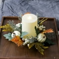 thumbnail image 2 of WUSUOWEI 9.8inch Fall Candle Rings Leaves Wreath Small Candle Wreath Rings for Farmhouse Thanksgiving Wedding Table Door Decor Maple Leaf Celebration Festival Indoor Decorations, 2 of 9