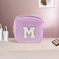 thumbnail image 5 of Unique Bargains 1 Pc Letter m Pattern Makeup Bag for Travel Pink Purple Corduroy, 5 of 5