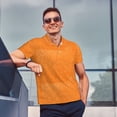 thumbnail image 5 of Daiia Orange Glitter2 Pattern Men’s Polo Shirts,Solid Deck Shirt,Classic Fit, Breathable Cotton Polo for Casual and Sport Wear-, 5 of 7