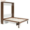 thumbnail image 6 of Full Size Murphy Bed With Foldable Desk – Space Saving Wall Mounted Bed For Small Rooms – Walnut And White, 6 of 9