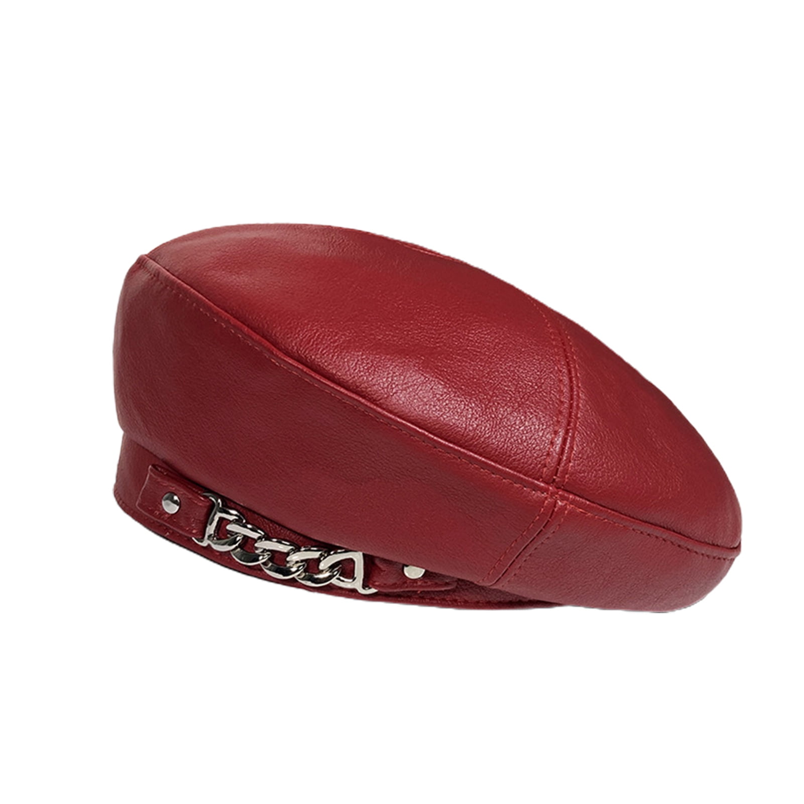 7798 Women\'s Classic Pu Leather French Beret Hat Retro Beanie Hat Adjustable Samtree Women main image 4