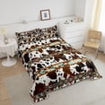 thumbnail image 3 of Erosebridal Cowhide Quilt Brown Highland Cow Print Twin Comforter Set,Western Bedding Set Exotic Aztec Duvet Insert,Farmhouse Wild Animals Longhorn Skin Room Decor Cowboys Gifts for Men, 3 of 6