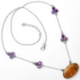 thumbnail image 3 of Coquina Fossil Jasper & Amethyst 925 Sterling Silver Necklace Jewelry SDN1411, 3 of 6