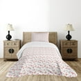 thumbnail image 4 of Ambesonne Flamingo Quilted Bedspread Set 2 Pcs, Hawaii Springtime, Twin Size, Orange Coral White, 4 of 5