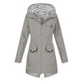 thumbnail image 3 of Sentmoon Woman Coat Plus Size Hooded Neck Long Sleeve Womens Jacket Zipper Solid Color Windproof Waterproof Womens Clothes with Pockets Fall and Winter Streetwear for Climbing and Hiking, 3 of 9
