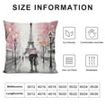 thumbnail image 5 of COMIO  Throw Pillow Cover Oil Painting Paris European City Landscape France Eiffel Tower Black White and Pink Modern Couple Under Decorative Pillow Case Home Decor Square  Pillowcase, 5 of 5