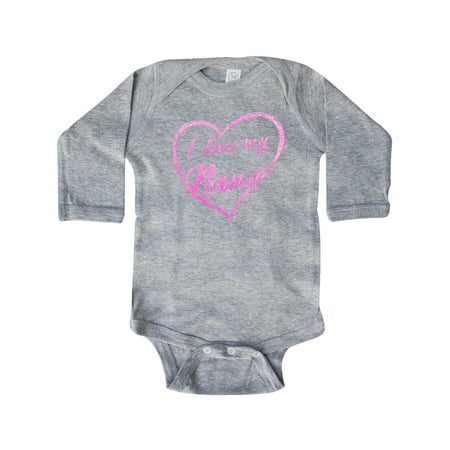 

Inktastic I Love My Nana in Pink Chalk Heart Gift Baby Boy or Baby Girl Long Sleeve Bodysuit