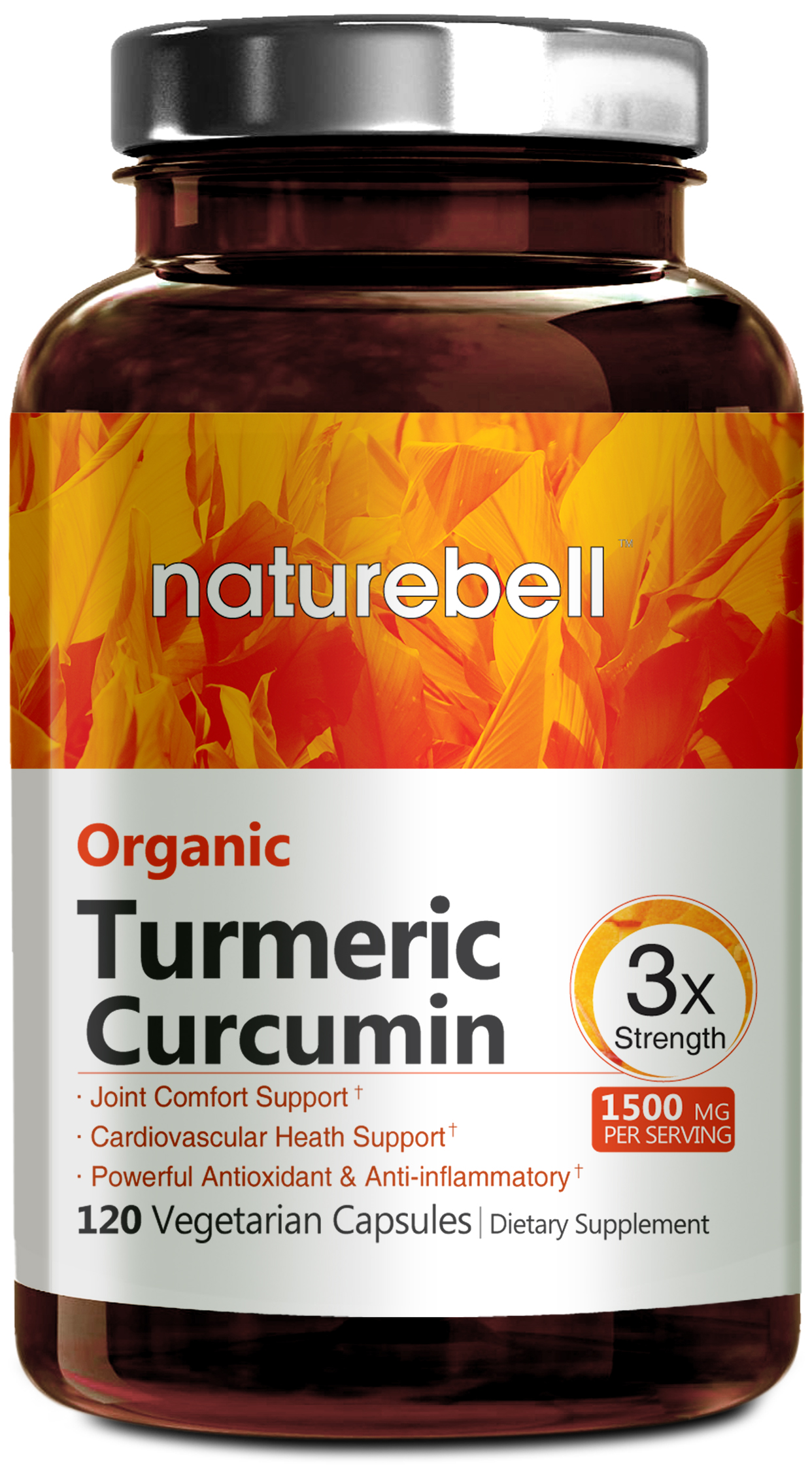 Organic Turmeric Curcumin 1500mg 120 Veg caps with Piperine (Black