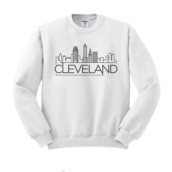 Skyline Cleveland Ohio Sweatshirt Unisex Large White