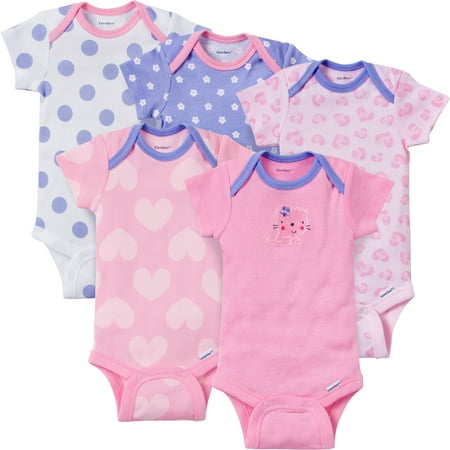 Gerber Girl Variety Onesies Leopard - 5 Pack - 0-3 Months