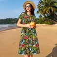 thumbnail image 4 of Logiee Hawaiian Culture Symbols 1 Print Womens Summer Dress,Casual Short Sleeve Sundresses,Beach A-line Shift Dress with Pockets, 4 of 6