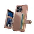 thumbnail image 2 of Slim Hard PC Case Compatible with iPhone 15 Pro, PU Leather Card Holder Back Case Kickstand Shock-absorbing Car Magnetic Case Cover Designed for iPhone 15 Pro, Rosegold, 2 of 7