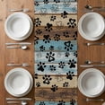 thumbnail image 6 of Cute Dog Claws Table Runner - 36 Inch Long, Kitchen Dining Table Runner Dresser Scarves, Farmhouse Blue Wooden Puppy Pawprints Farmhouse Decor for Coffee Tables Wedding Party Banquet, 6 of 8