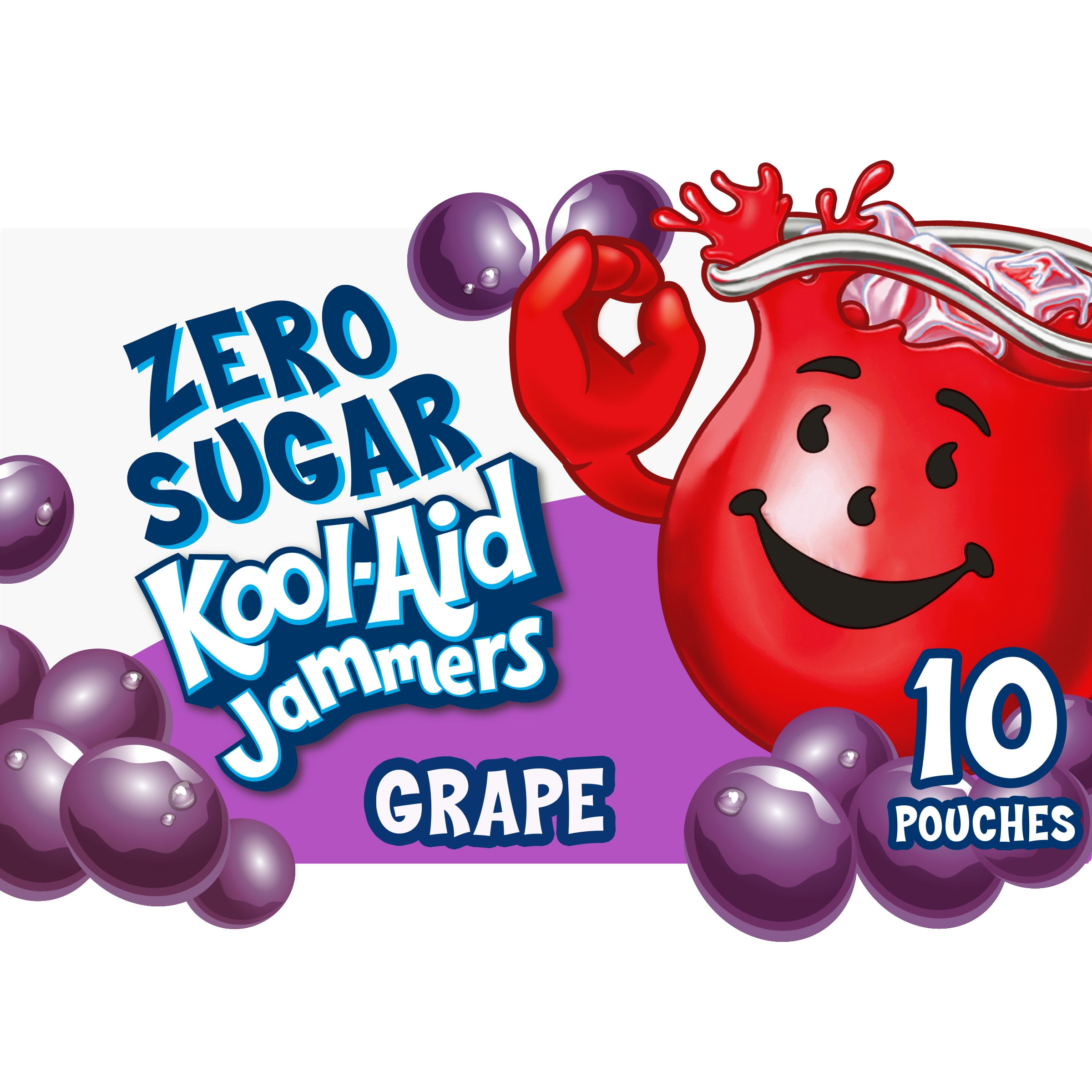Kool Aid Jammers Grape Zero Sugar Artificially Flavored Soft Drink 10 Ct Box 6 Fl Oz Pouches Walmart Com Walmart Com