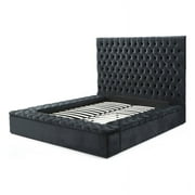 Better Home Products Cosmopolitan Velvet Upholstered Platform King Bed in Black