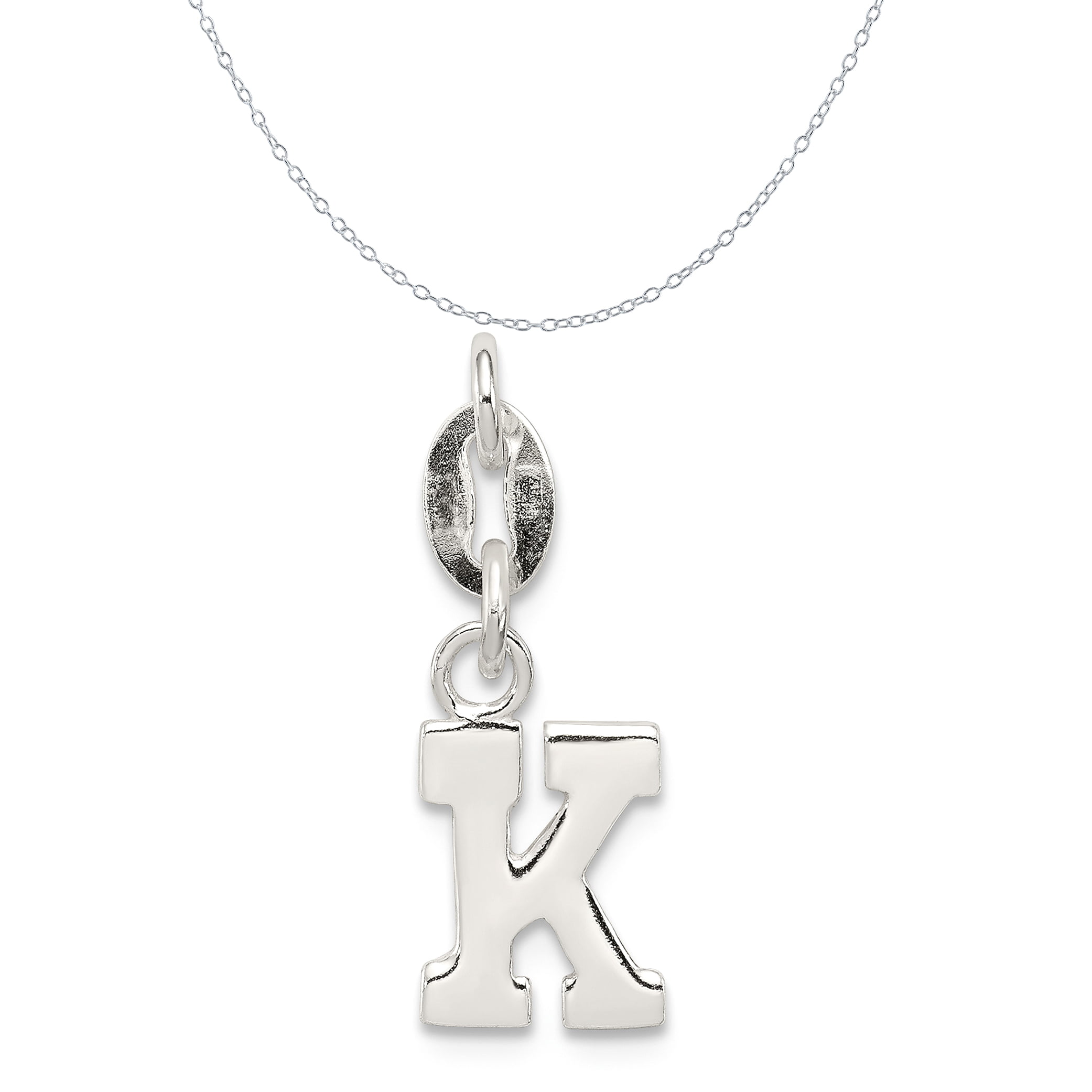 Mireval Sterling Silver Initial R Charm on a Sterling Silver Carded Box Chain Necklace 18 