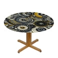 thumbnail image 3 of PIKWEEK  Round Tablecloth Fitted Waterproof Table Cover Watercolor Abstract Geometric Art,Elastic Edged Washable Table Cloths for Kitchen Dinning Picnic Party Decor Circle Polka Dot Stripe on White, 3 of 7