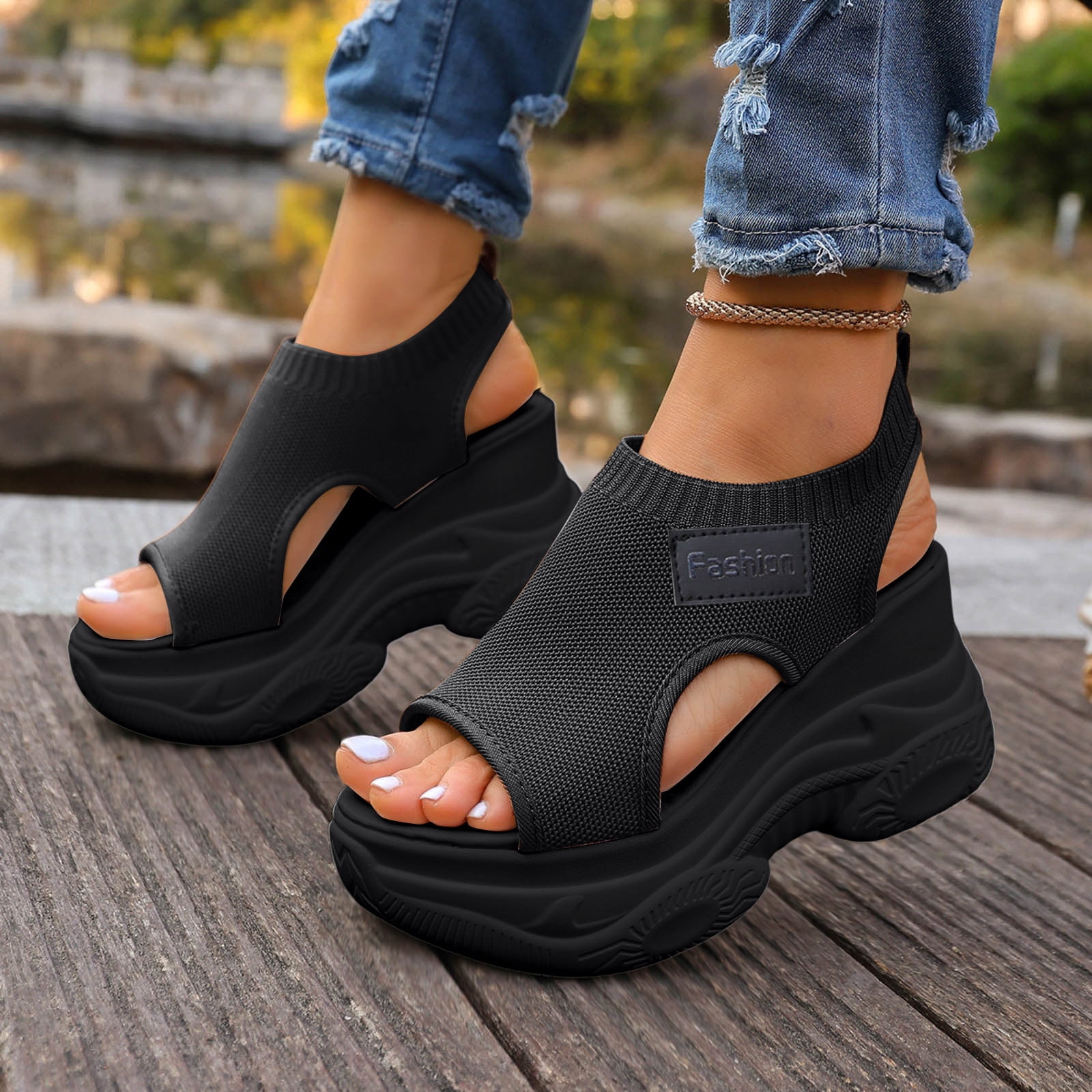 Modstep Women's Comfortable Platform Walking Sandals Memory Foam