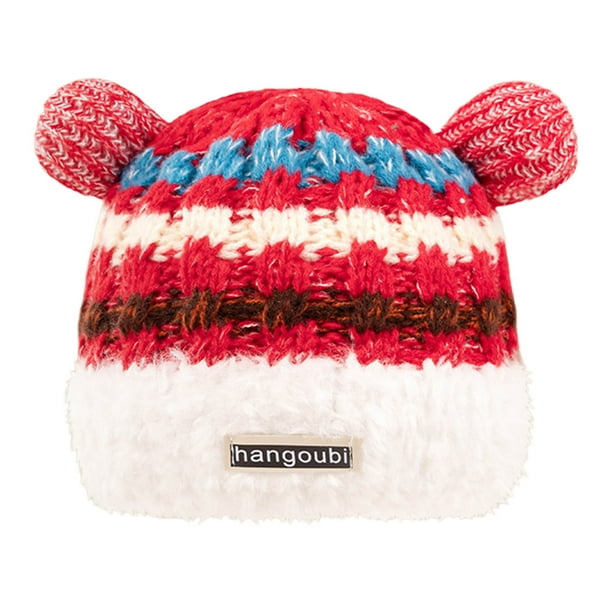 Sombreros de invierno para mujer, gorro de lana cálido, gorro de punto de oso para mujer, gorro de mujer