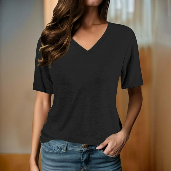 SNKSDGM Easter Shirt Beach Vacation Clothes for Women Plus Size4X Women's Letter Print Loose Long Sleeve V Neck T Shirt Womens Tops Plus Size Dressy