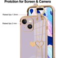 thumbnail image 3 of Phone Case Compatible with iPhone 15 Plus, Cute Love Heart Pattern for Women Girls Soft Plating Bumper Anti-Scratch Protective Cover with Wrist Strap Band Kickstand Holder-Purple, 3 of 12