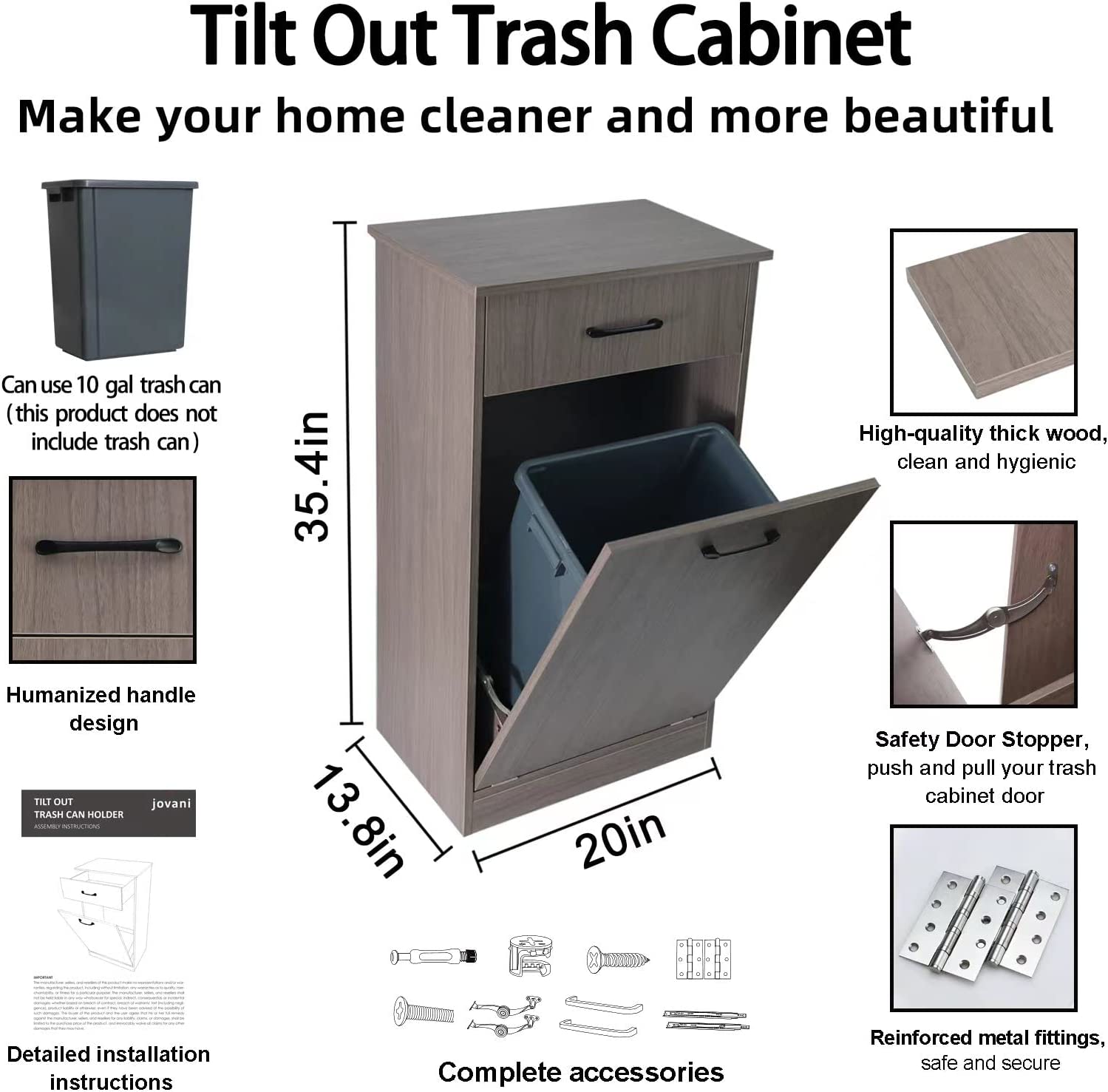 Tilt Out Trash Bin or Laundry HamperWooden Garbage