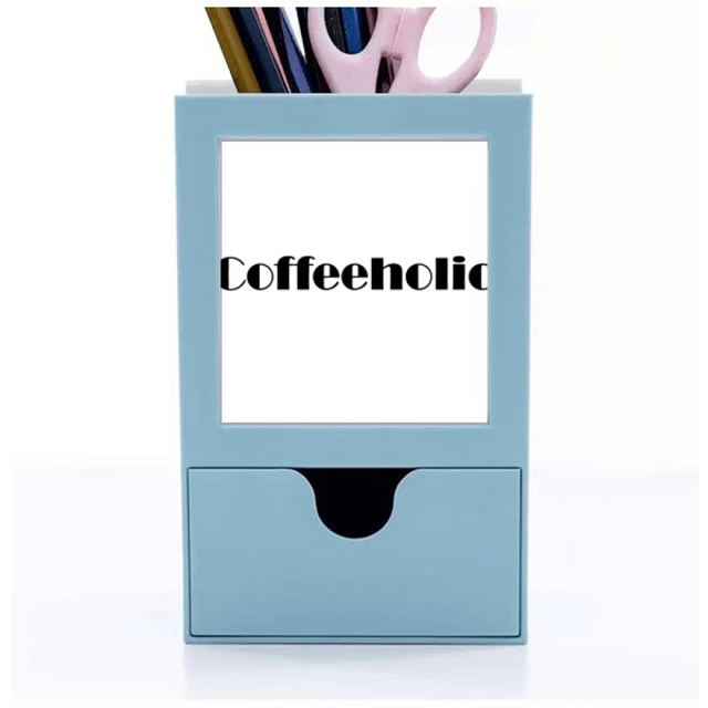 Elegante palabra coffeeholic Tarjeta de clip de pluma del gestor de suministros de oficina