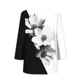 thumbnail image 4 of QETYUW Womens Plus Size Floral Print Tops 3/4 Sleeve Shirts Loose Fit Boat Neck Tunic Spring Summer Casual Tshirts, 4 of 5