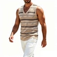 thumbnail image 4 of Ecqkame Mens Tank Tops Knitted Pit Stripe Slim Fit Textured Vest V-Neck Sleeveless Casual Lightweight Breathable Daily Versatile Tops Khaki Free Size, 4 of 7