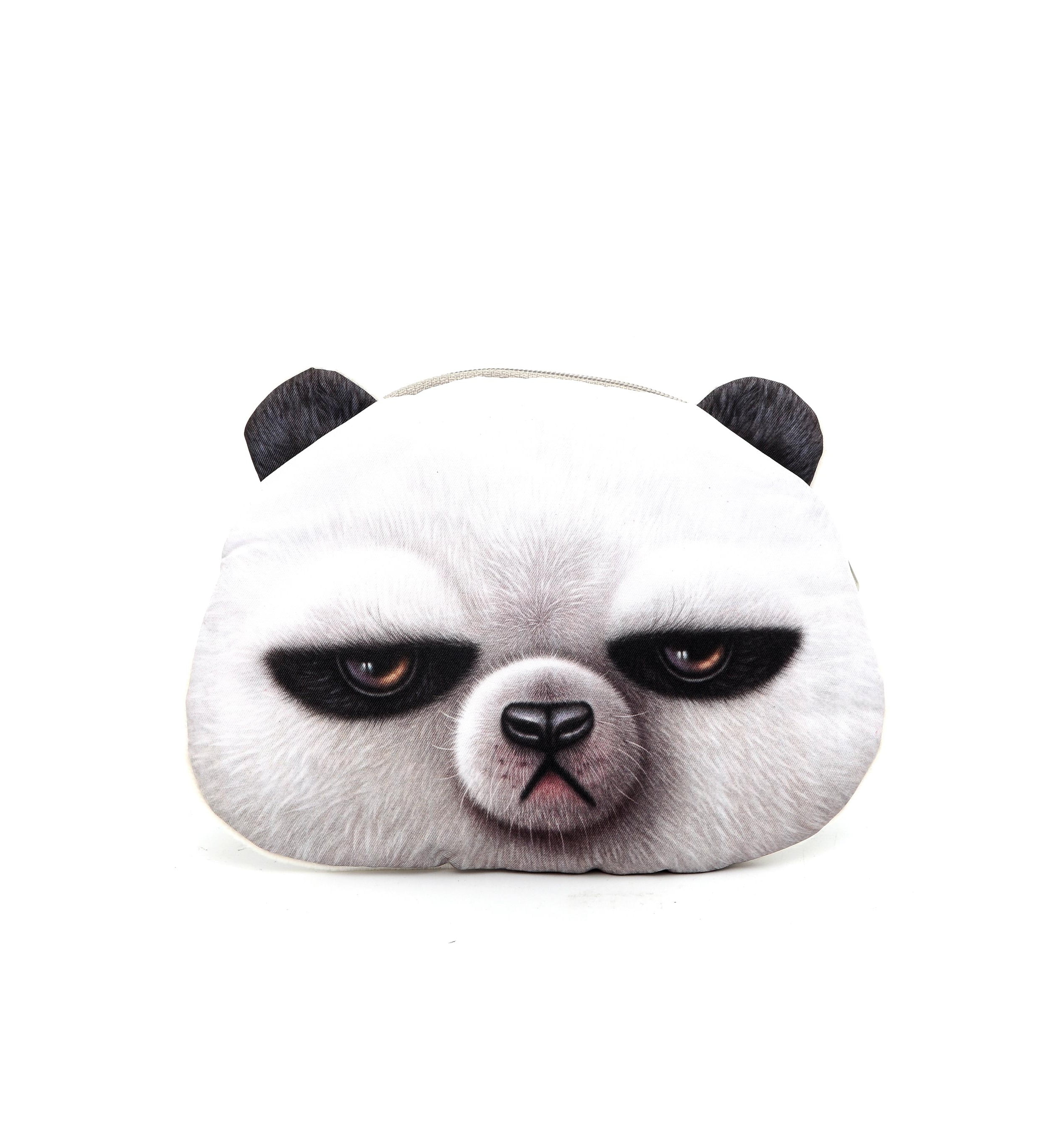 5" Plush Panda Animal 3D Zippered Coin Pouch Bag Key Chain Black White NEW