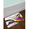 thumbnail image 2 of Drums Bath Mat, Retro Musical Items and Art of Strokes Polka Dots Butterflies, Plush Bathroom Decor Mat with Non Slip Backing, 29.5" X 17.5", White Charcoal Grey, by Ambesonne, 2 of 2