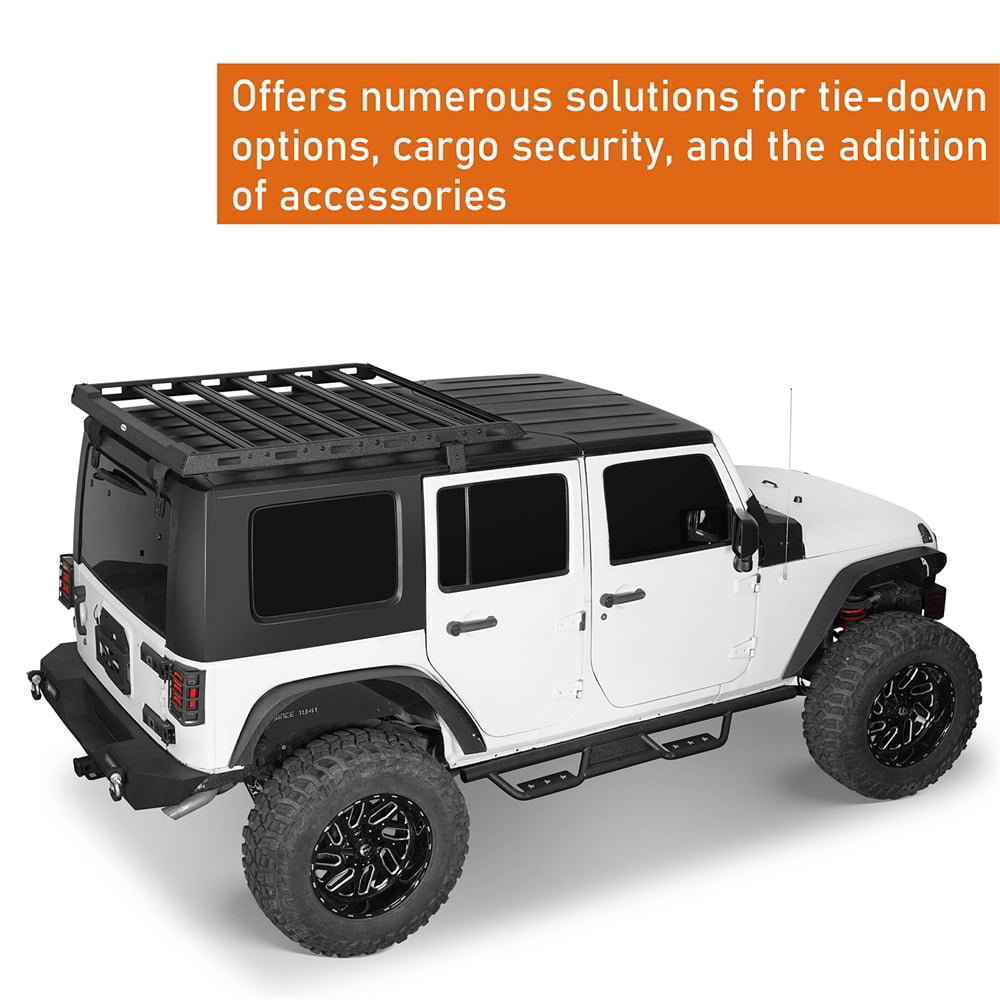 Hooke Road Steel Roof Rack Cargo Luggage Carrier Fit 2007-2018 Jeep Wrangler JK 2Door/4Door Black