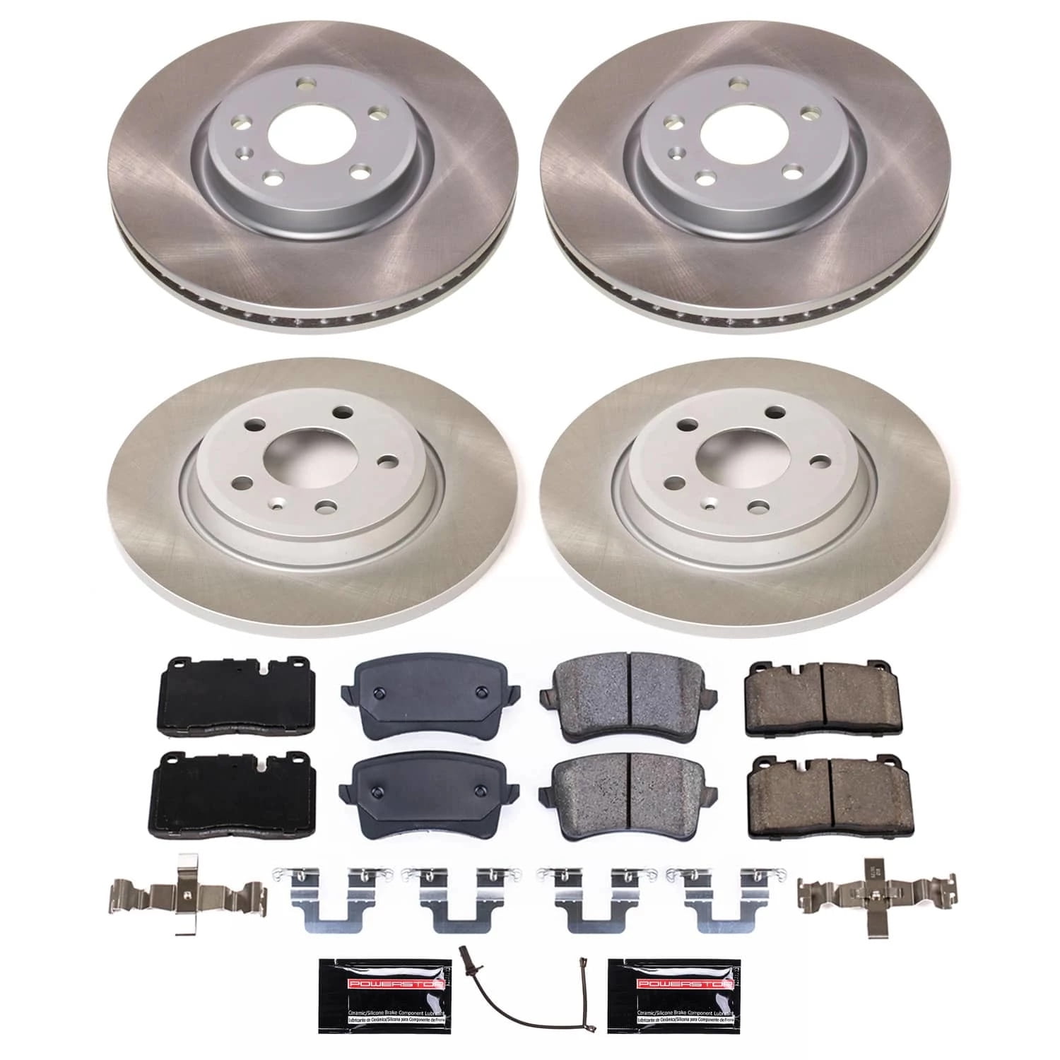 PowerStop Front and Rear Semi-Coated Rotor and Low-Dust Ceramic Brake Pad Kit SC7096