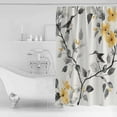 thumbnail image 4 of 72x78 Inch Shower Curtain Yellow Grey Spring Floral Bathroom Decor Waterproof Fabric Bathtub Bath Curtains Decorative Summer Botanical Birds Extra Long Shower Curtain Set with Hooks, 4 of 6