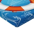 thumbnail image 2 of Ambesonne Ocean Fitted Sheet, Palm Tree Island Octopus, Twin Size, Blue Orange White, 2 of 3