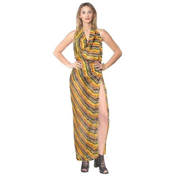 HAPPY BAY Women's Beachwear Summer Bikini Wraps Beach Wrap Coverups Sarong Skirt Swimsuit Swimwear Swim Cover up for Women One Size Buttercup, Stripes