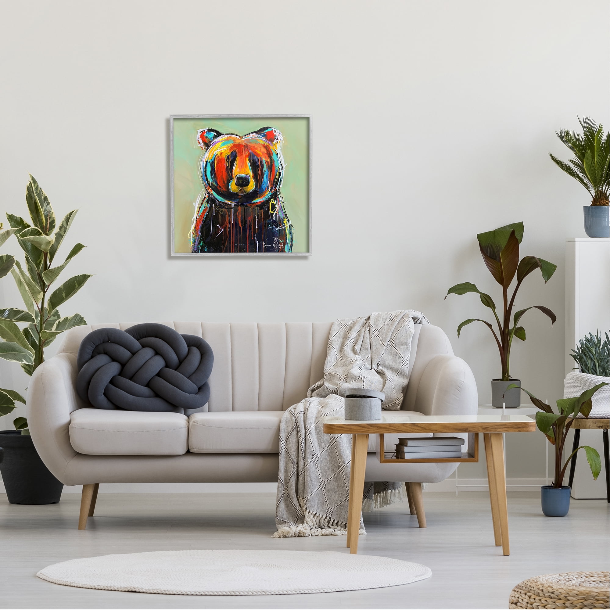 Stupell Abstract Urban Bear Graffiti Animals & Insects Painting Gray Framed Art Print Wall Art