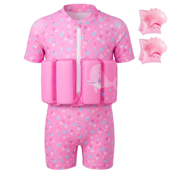 Koorium Toddler Swim Trainer Suit with Removable Floats, Baby Boy Girl Adjustable Buoyancy Swimsuit with UPF 50 for Pool Beach