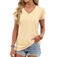 thumbnail image 6 of Ltctricy Women's Tunic Tops Trendy Split Short Sleeve V Neck Eyelet Embroidered T Shirts Dressy Casual Blouses, 6 of 6