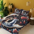 thumbnail image 2 of Ambesonne Cat Fitted & Top Sheet Set with Shams, Toasting Kitty Couple Moon Star, Indigo and Scarlet, 2 of 5