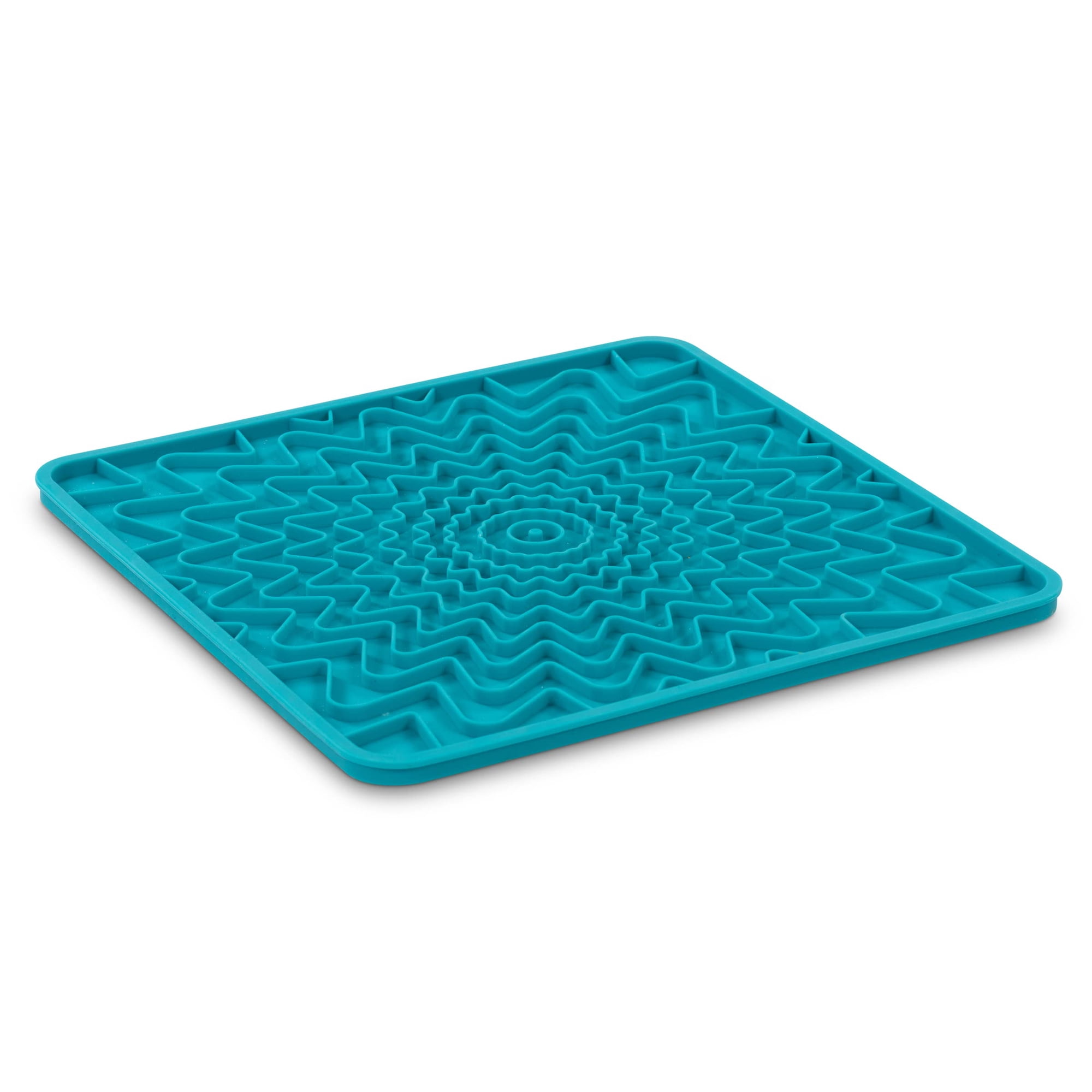 Messy Mutts Framed Silicone Therapeutic Licking Mat | 9.5" x 9.5" | Slow Feeder Mat for Boredom & Anxiety | Lick Pad for Dogs & Cats | Blue