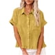 thumbnail image 2 of Craaazy Women's Oversized Short Sleeve Tunic Tops, Lightweight Casual Shirt, Collared Pocket Blouse with Ruffle Hem for Everyday Outfits Gifts, 2 of 9