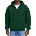 thumbnail image 5 of Hearthz Zip Hoodies for Men Dark Green Long Sleeve Drop Shoulder Sweatshirt for Men Oversized Y2k Trendy Streetwear Zipper Men's Sweatshirts Hoodies, 5 of 6