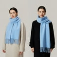 thumbnail image 3 of Luxury 100% Wool Scarf, Extra Thick & Plush Winter Wrap with Fringe (Solid & Plaid),200*30cm,25, 3 of 36