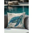 thumbnail image 3 of Outdoor Pillow Waterproof 1 Pack, Teal Sea Turtle Coastal Patio Throw Pillows for Couch Bed Sofa with Insert, Vintage Summer Beach Nautical Decorative Travel/Reading/Camping Pillow Set 18x18 Inch, 3 of 8